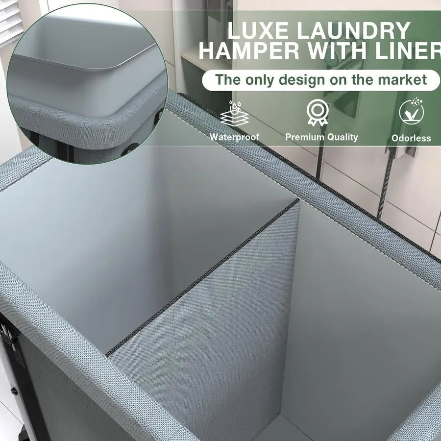 190L Extra Large Rolling Laundry Hamper with Wheels and Removable Laundry Bag