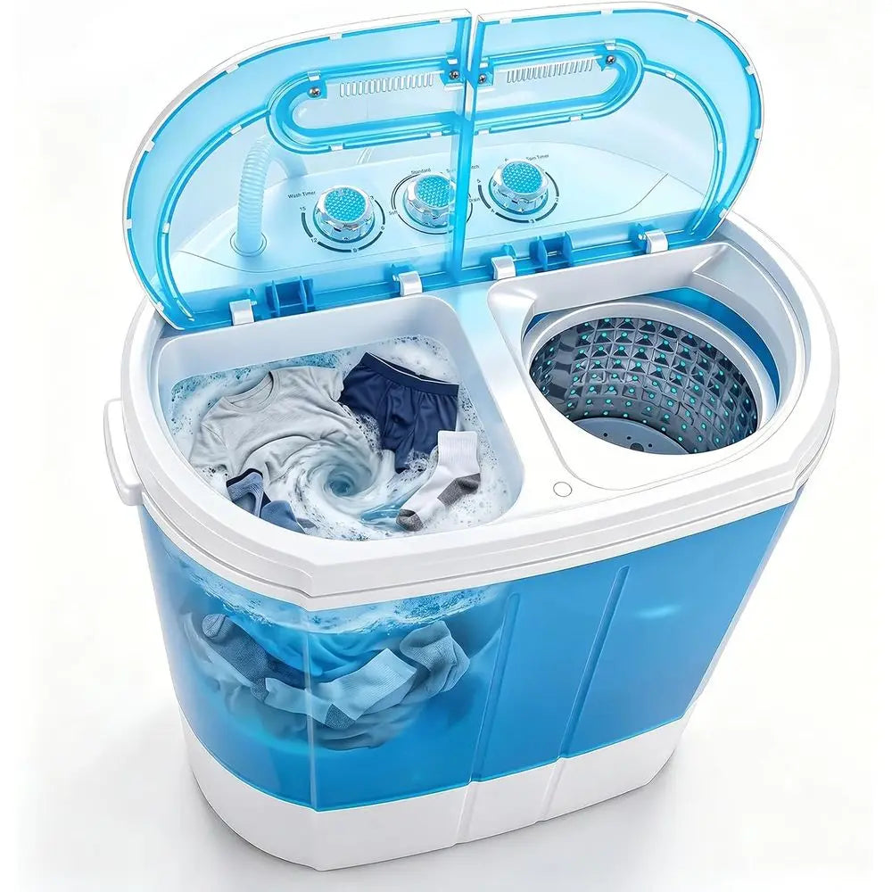 18 LB Portable Twin Tub Washing Machine with Washer & Spin Dryer
