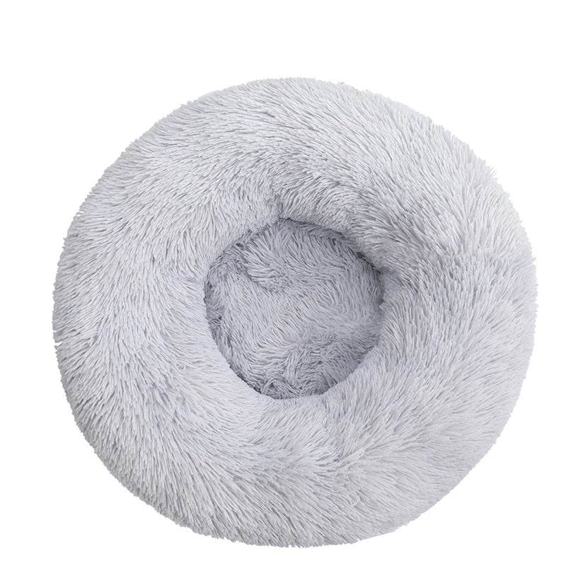 Plush Donut Dog Bed – Soft Calming Round Pet Bed