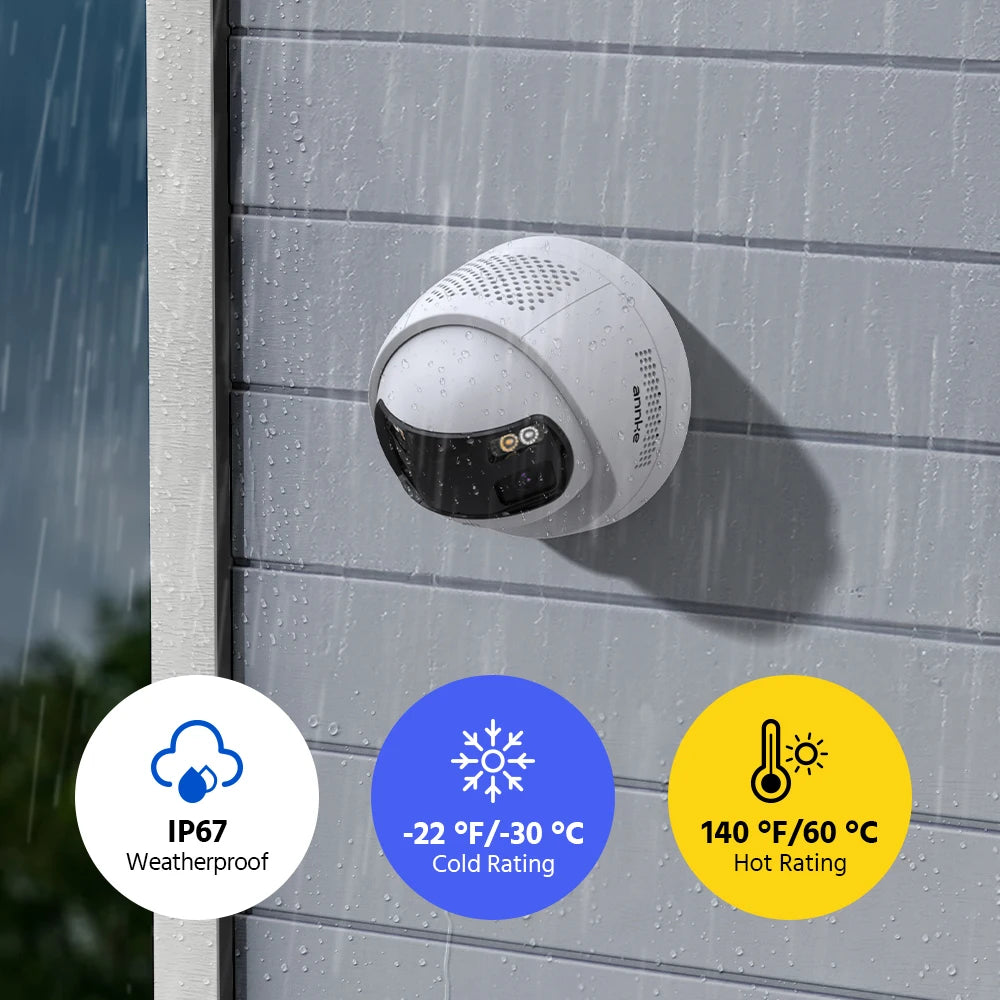 ANNKE 8MP Camera Security Dual Lens Human Detect Two Way Audio 180° Wide View Angle Panoramic Dual Lens Poe IP Camera