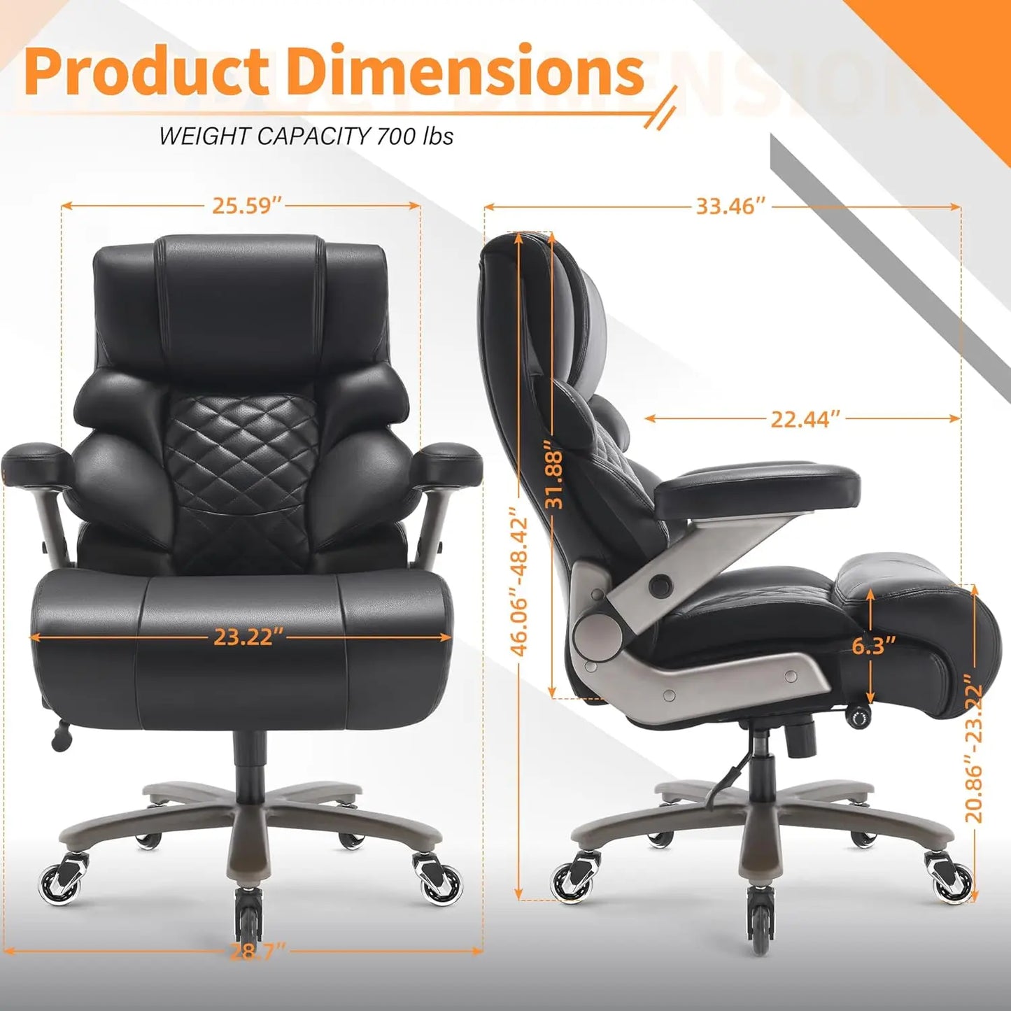 700LB Big & Tall Executive Office Chair with Adjustable Lumbar Support