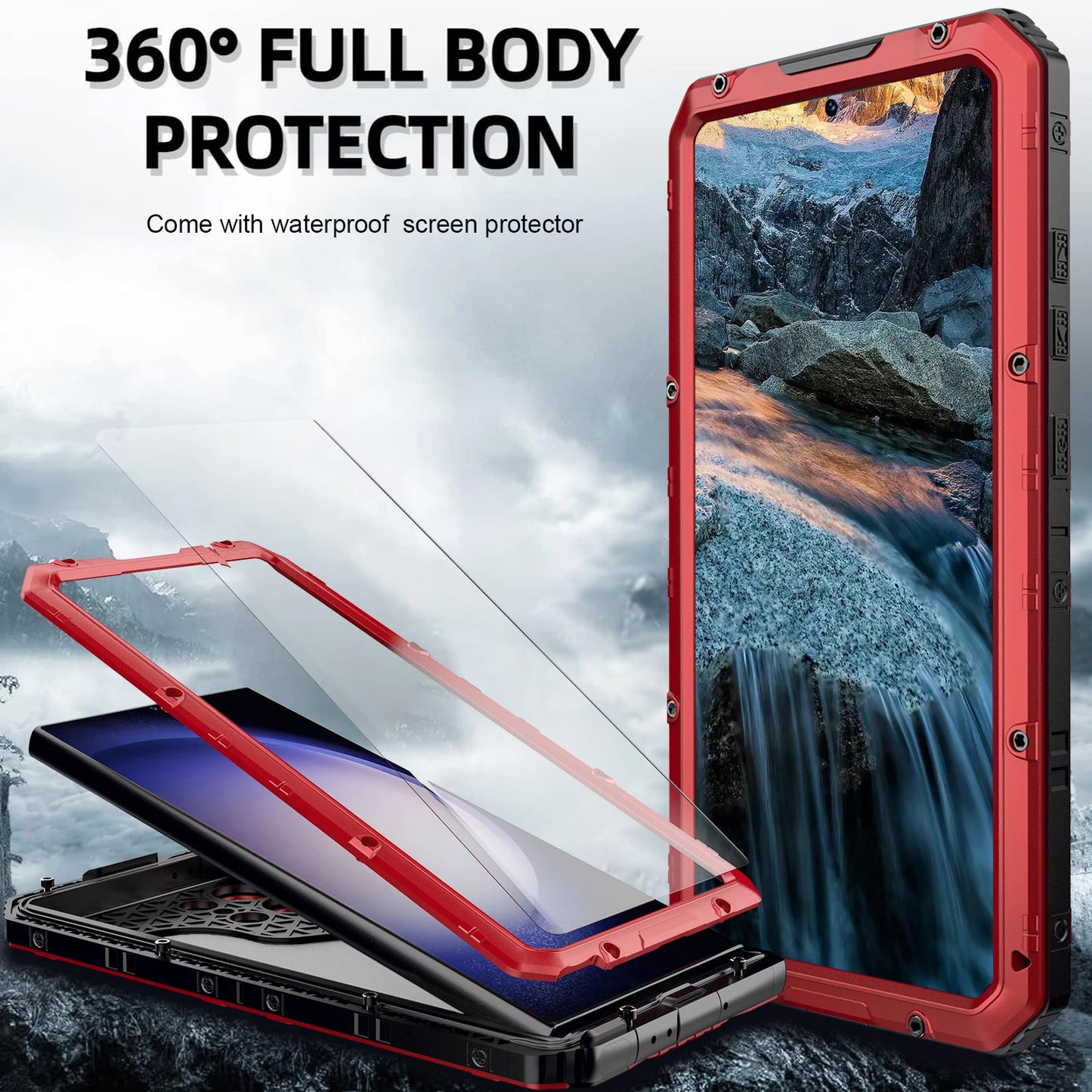 IP68 Waterproof Heavy Duty Metal Phone Case for Samsung Galaxy S24 S23 S22 Ultra Plus