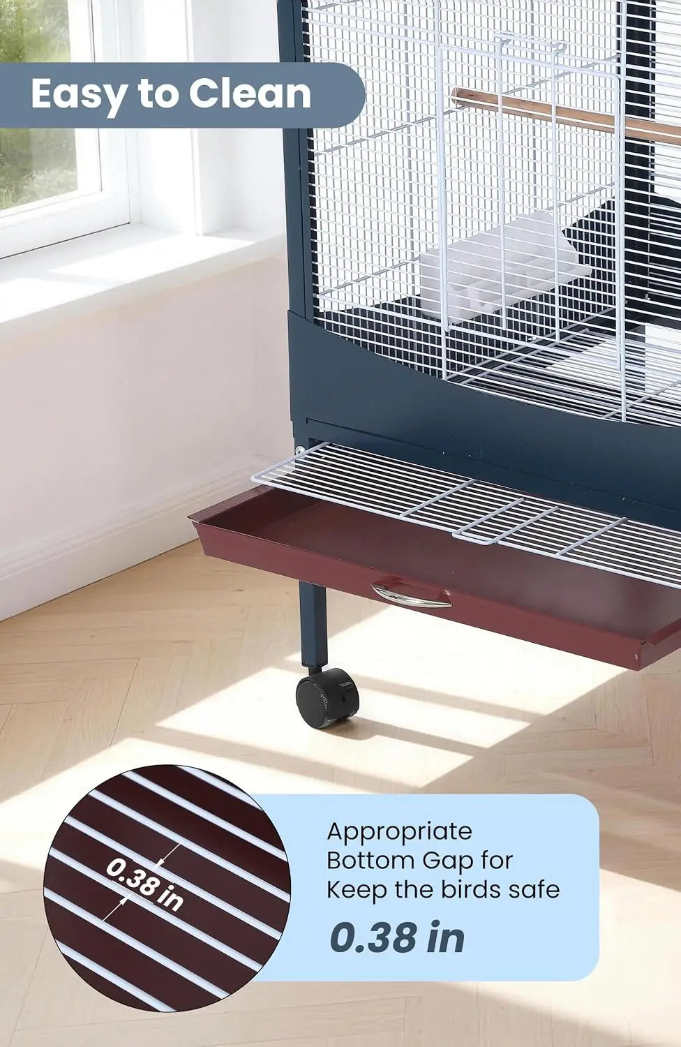 66-Inch Extra-Large Bird Cage with Waterproof Roof & Rolling Stand