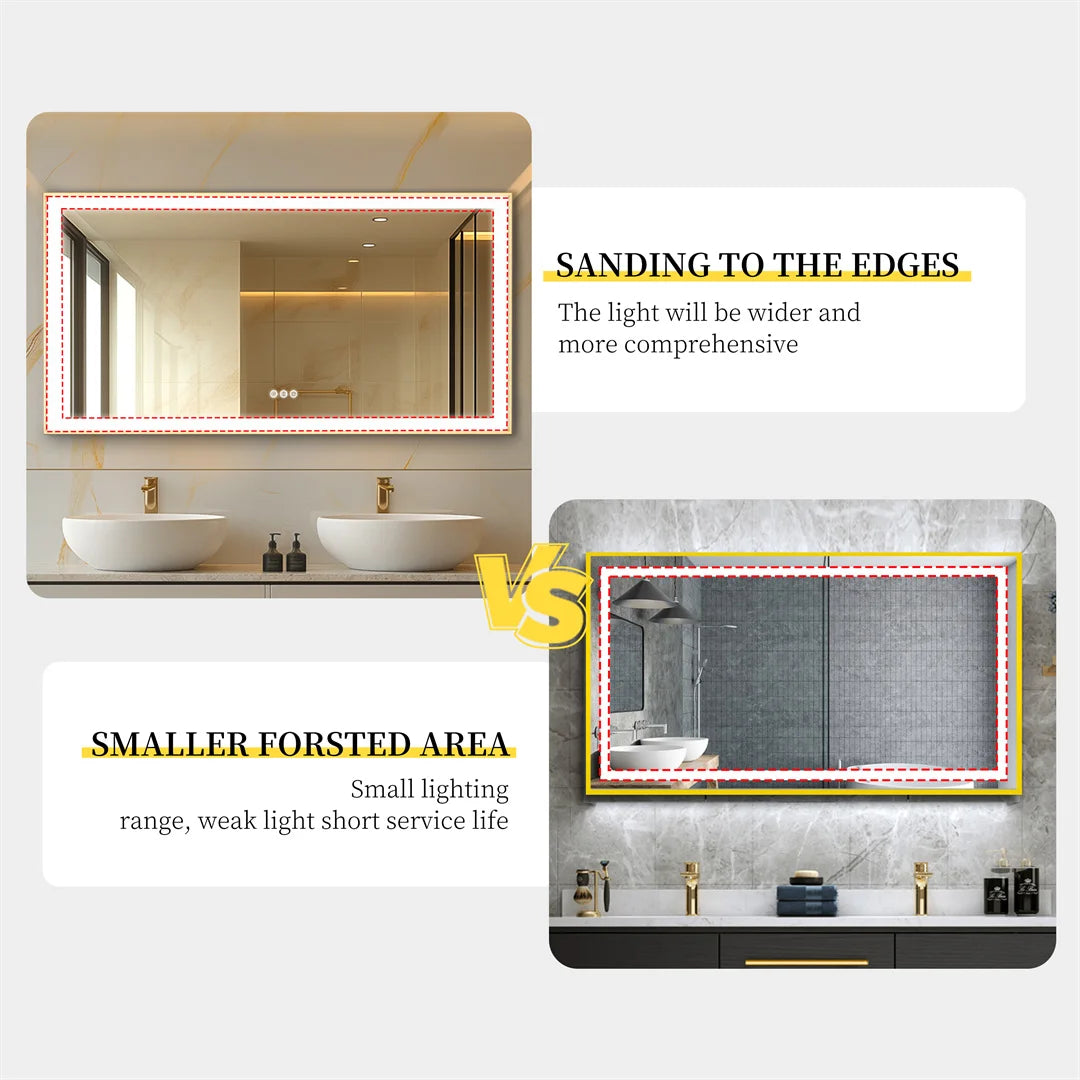 LUVODI Large Gold Framed Bathroom Mirror Fogless Smart Touch Illuminate Full Body Dressing Mirror