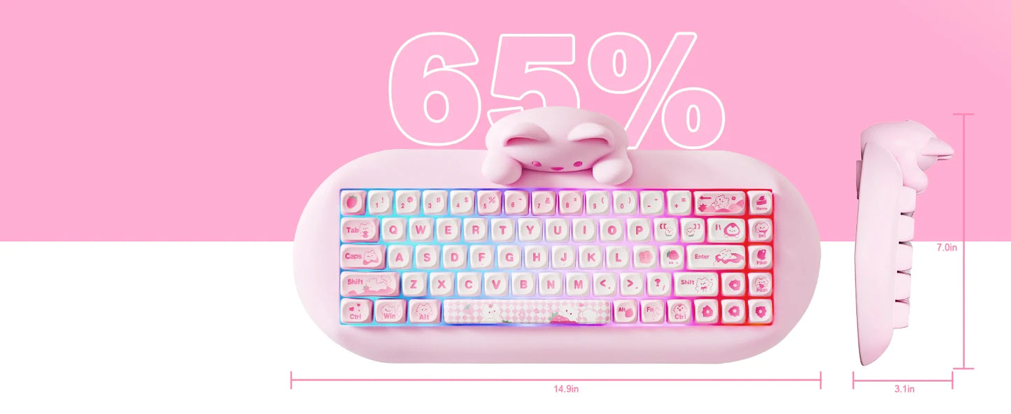 YUNZII C68 Wireless RGB Mechanical Keyboard .Cute Cat Edition