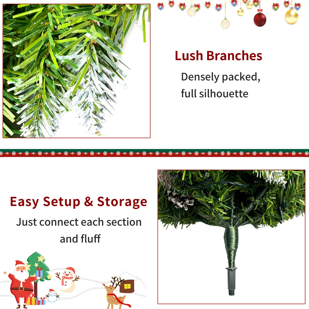 Pre-lit Xmas Tree Artificial Christmas 4-Piece Set,Garland, Wreath and Set of 2 Entrance Trees X-mas with LED Lights, Christmas