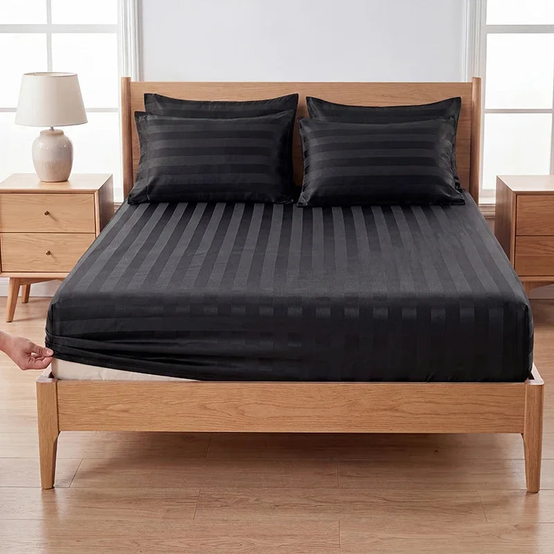 Luxury Satin Jacquard Fitted Sheet & Pillowcase Set