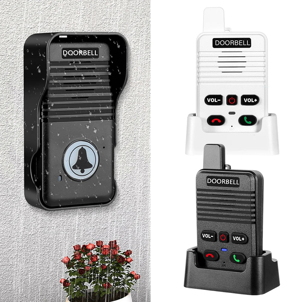 Wireless Voice Duplex Intercom Doorbell with Rechargeable Battery House Home Audio Apartment Room Intercom for Factory Office