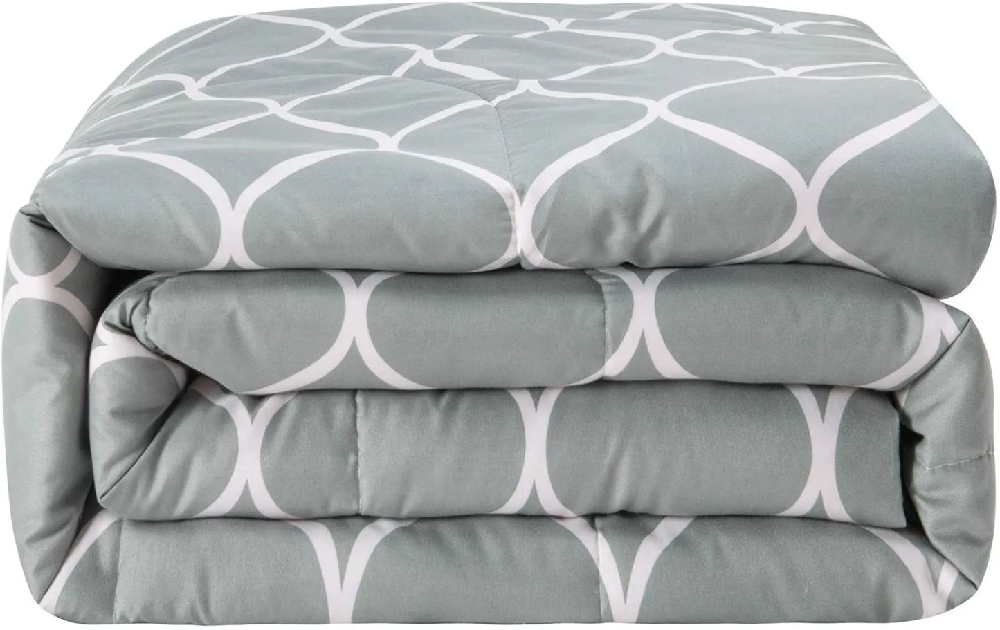 Gray Geometric Polyester Twin Bedding Comforter Set 2 Piece