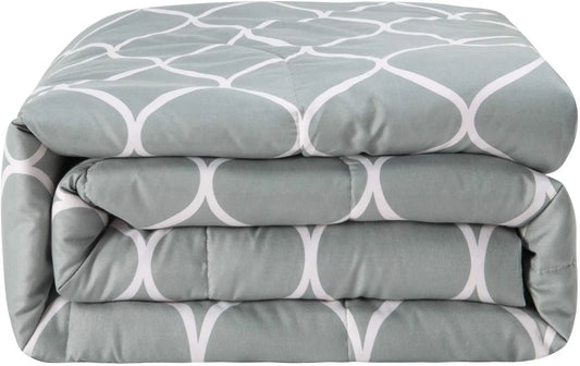 Gray Geometric Polyester Twin Bedding Comforter Set 2 Piece