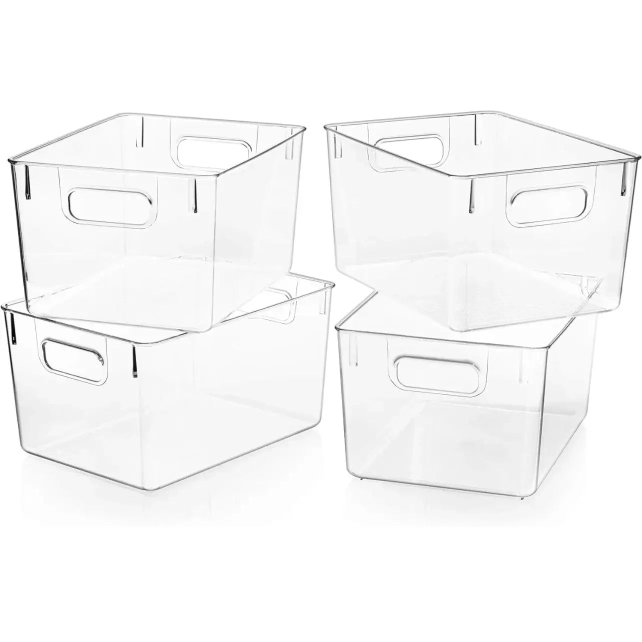 4 Pack Clear Plastic Storage Bins, Pantry Organizers and Storage Containers Fridge Organizer Bins Kitchen Cabinet Organizer
