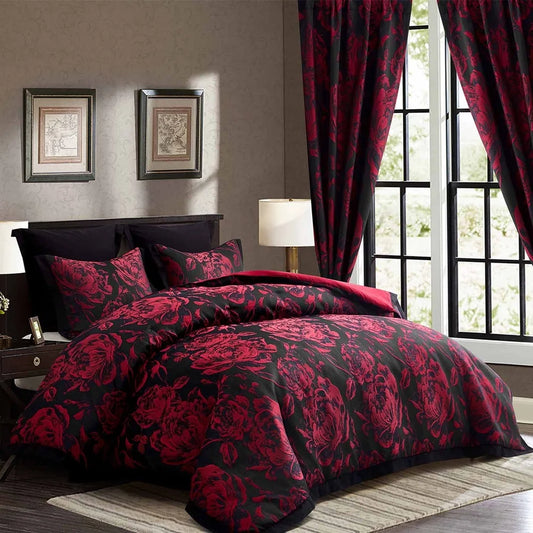 Queen Floral Seersucker Jacquard Comforter Set Curtains