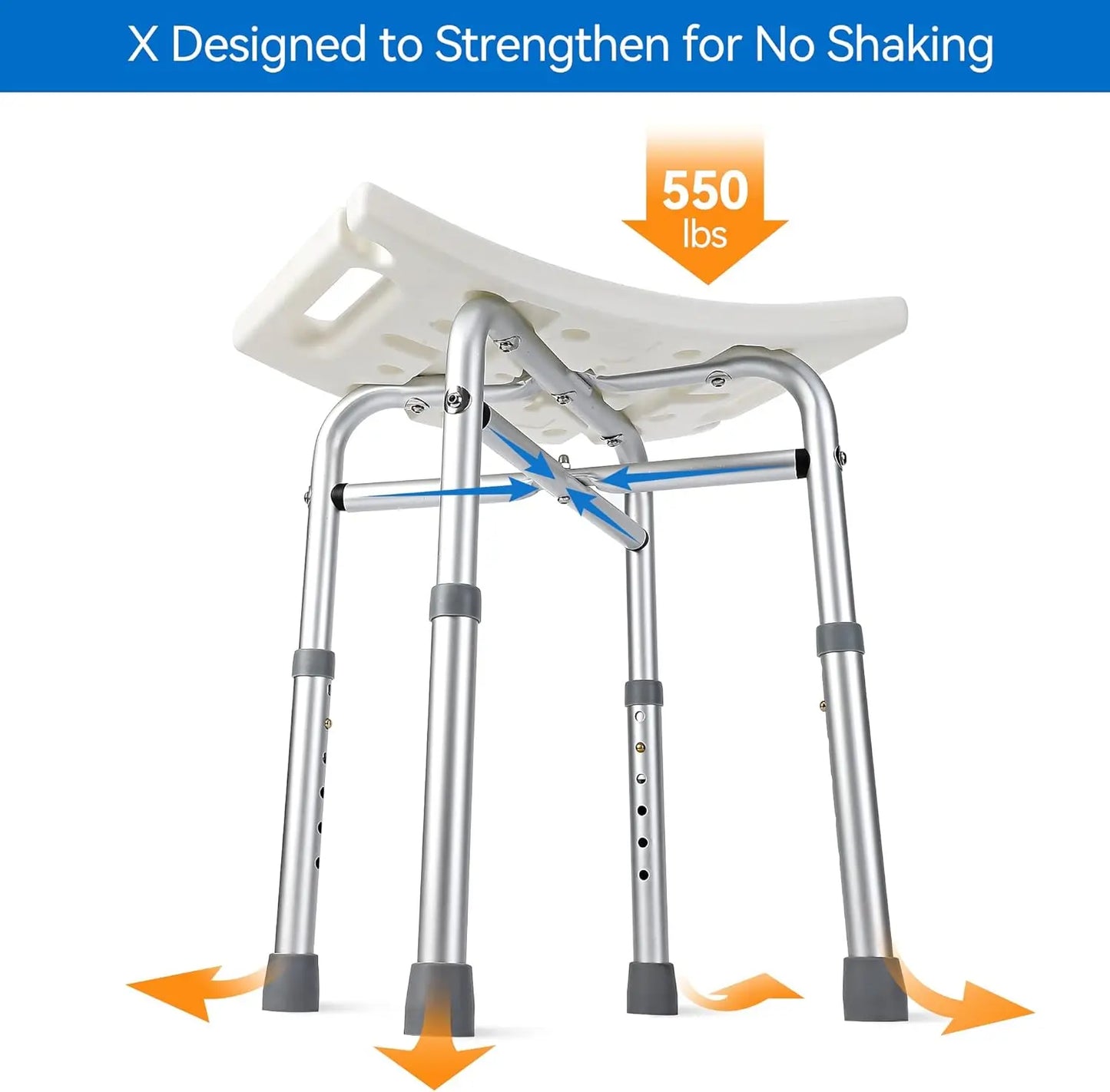Shower Bench Chair With Adjustable Height And X Support