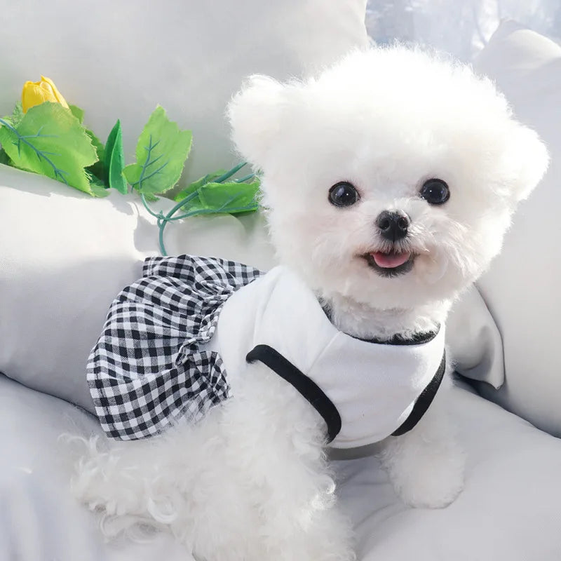 Luxury Plaid Summer Pet Dress for Small Dogs & Cats
