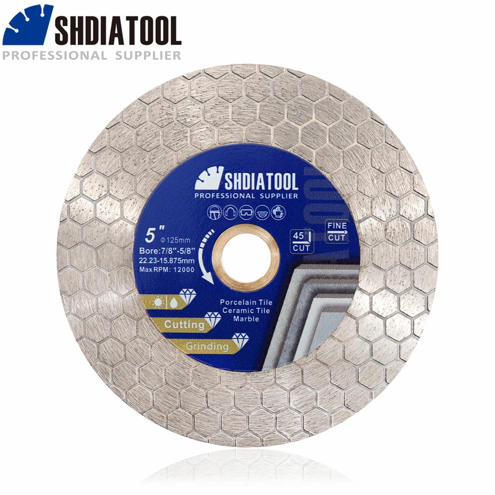 SHDIATOOL 2Pcs Dia125mm Double-sided Cutting Disc Diamond Saw Blade Grinding Wheel For Ceramic Tile Marble 5inches Cutter Plate