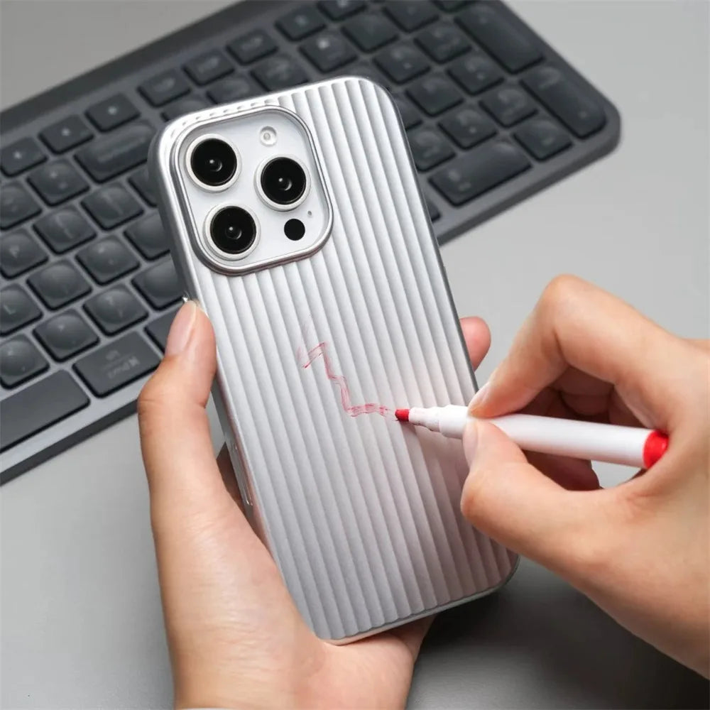 Luxury Stripes Metallic Paint Armor Phone Case for iPhone Samsung