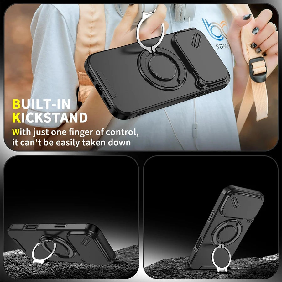 Heavy Duty Magnetic Shockproof Phone Case with Ring Stand