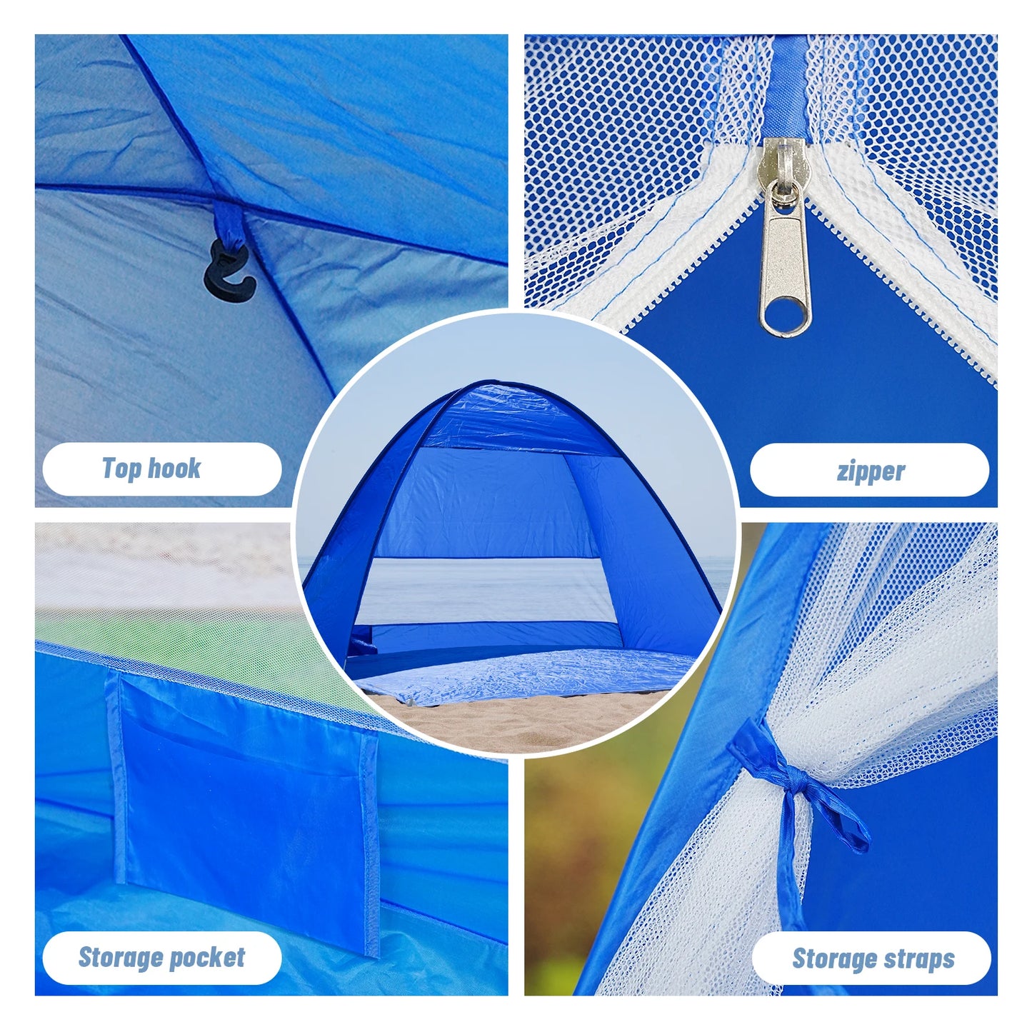 Portable Pop-Up Beach Tent – Lightweight Sun Shelter with Carrying Bag