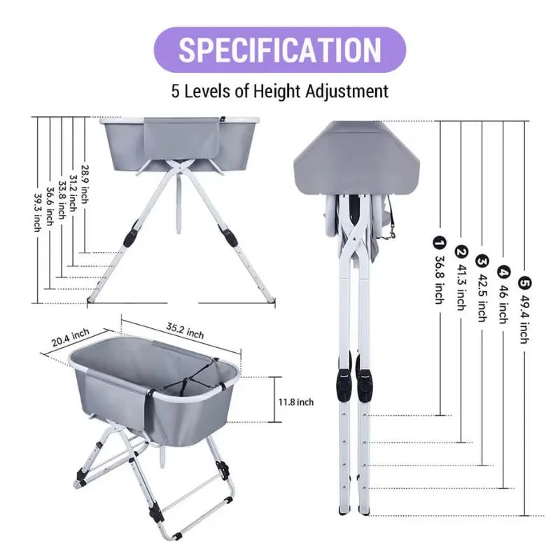 Elevated Foldable Dog Bath Tub Grooming Station