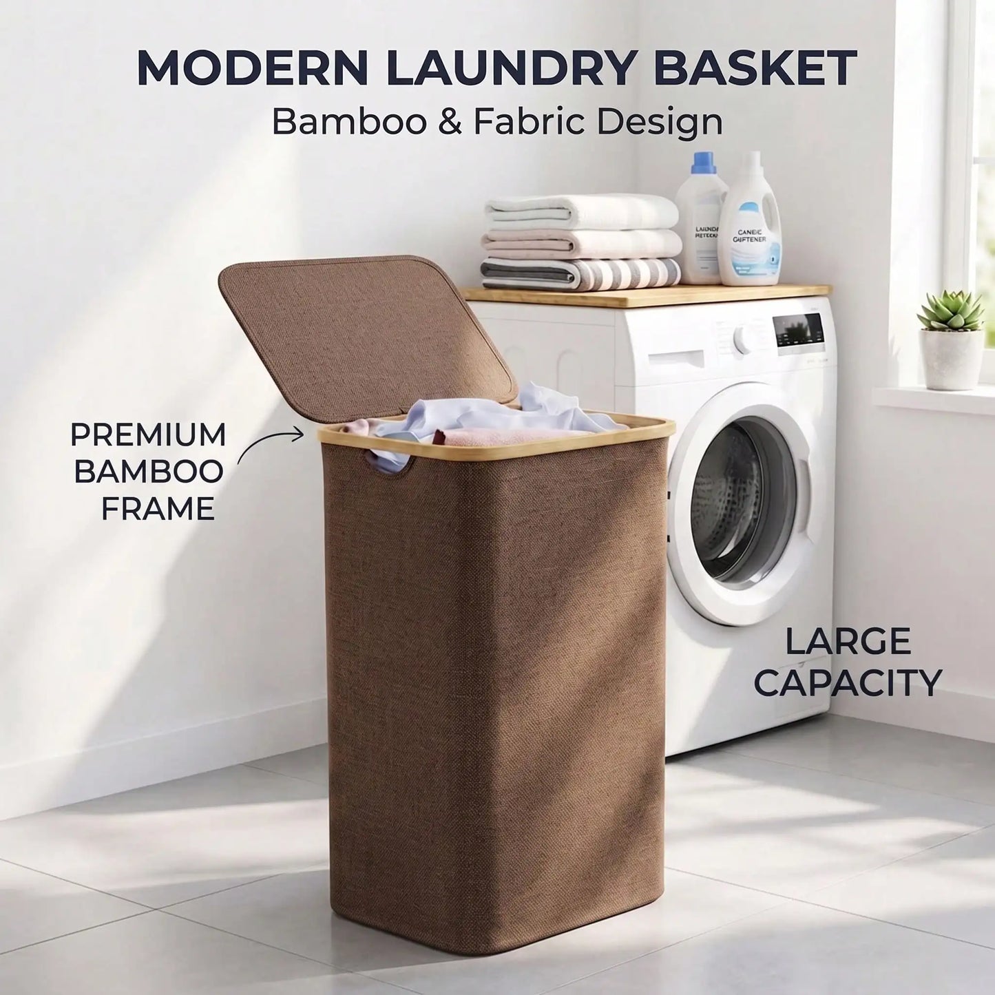 110L Large Capacity Laundry Hamper with Lid & Handles.  Collapsible Oxford Fabric Basket