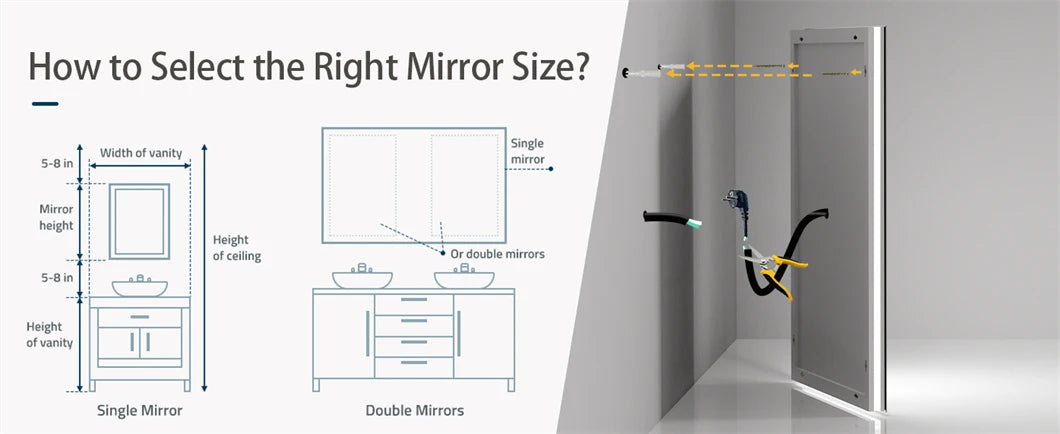 Rectangle Bathroom Mirror Anti-Fog LED Wall Mounted Mirror Vanity Shaving Mirror with 3 Colour Dimmable Memory Front & Backlit