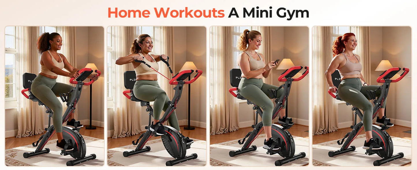 5-in-1 Foldable Exercise Bike with Adjustable Resistance for Home Cardio Workouts