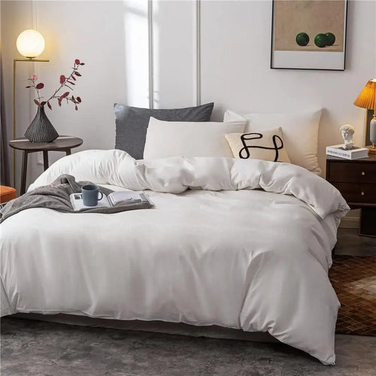 Washed Cotton Duvet Cover Set Ultra Soft Skin Friendly Breathable Bedding with Zipper Closure 3 Pieces Comfortable Sleep