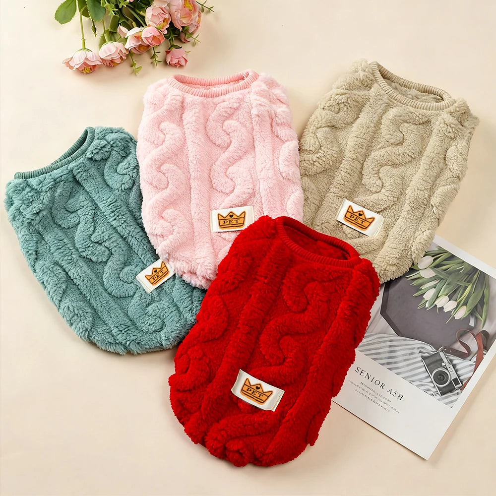 Winter Pet Clothes Warm Fleece Kitten Vest Coat For Small Cats Dogs Cozy Plush Solid Pullover Sleeveless Sweater Sphynx Costume