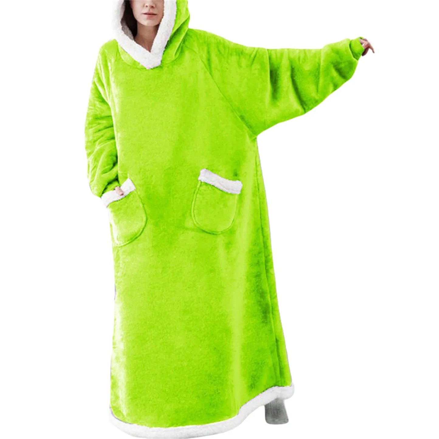 Wearable Blanket Hoodie Long Sleeve Hooded Blanket Oversized Loungewear with Pockets