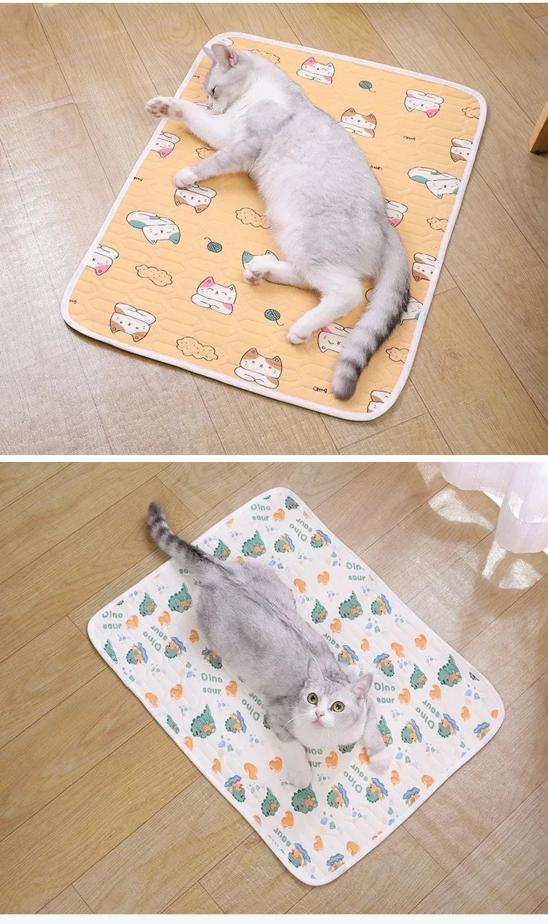 Cute Cartoon Cooling Sleeping Mat for Dogs & Cats. Soft Breathable Summer Pet Bed Pad