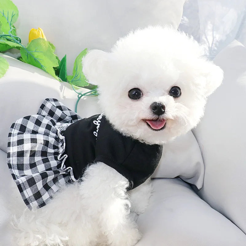 Luxury Plaid Summer Pet Dress for Small Dogs & Cats