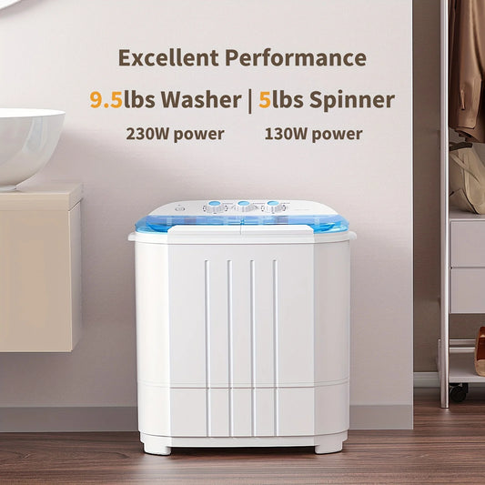 14.5 lb Portable Twin Tub Washing Machine with Spin Dryer for Apartments, RVs, Dorms & Small Spaces