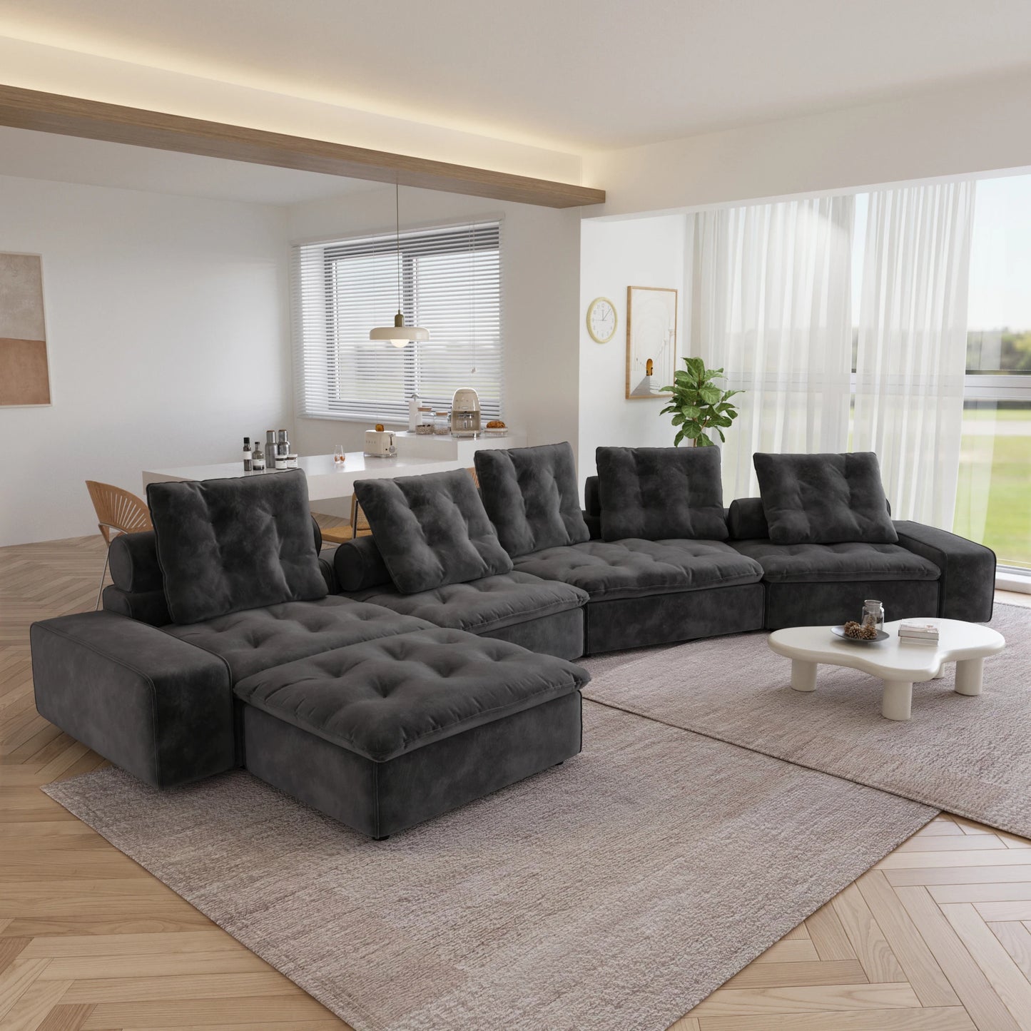 Down Filled Curved Cloud Sectional Sofa Oversized Couches Chaise Ottoman Stupendous Miami Sofa Adjustable Backrest