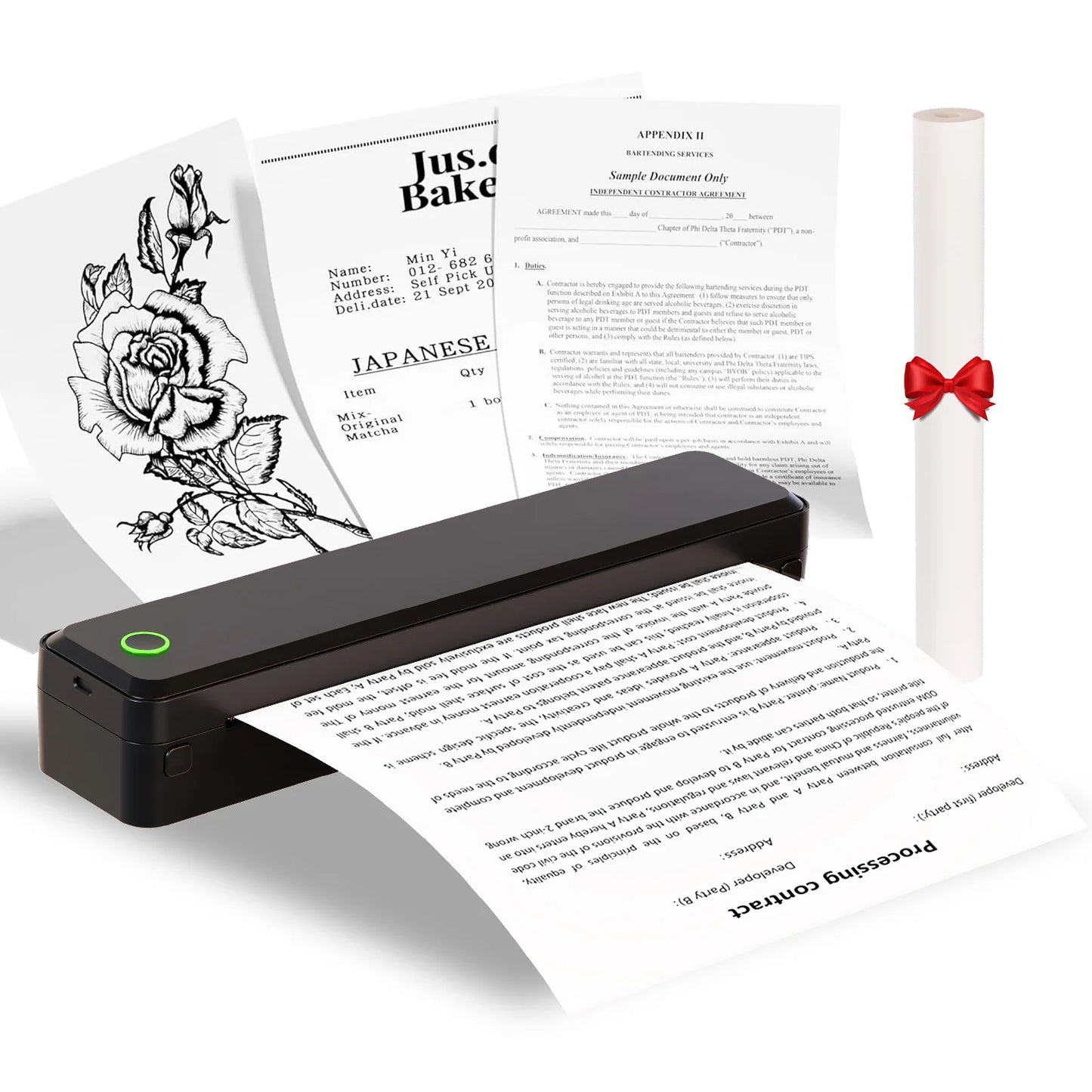 Portable Wireless Thermal Printer for A4, Letter, A5 & B5 Documents, Bluetooth Inkless Mobile Printer for Home, Office & Travel