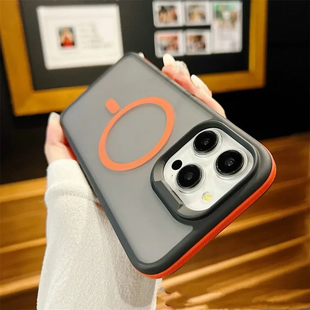 Magnetic Luxury Matte Translucent Armor Shockproof Phone Case For iPhone Samsung