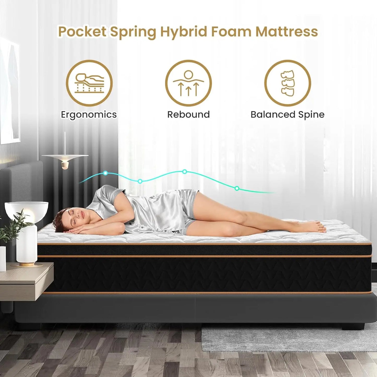 BedStory 10-14'' Hybrid Mattress, Gel Memory Foam & Pocket Springs for Pressure Relief, Twin/Full/King/Queen Size Mattress