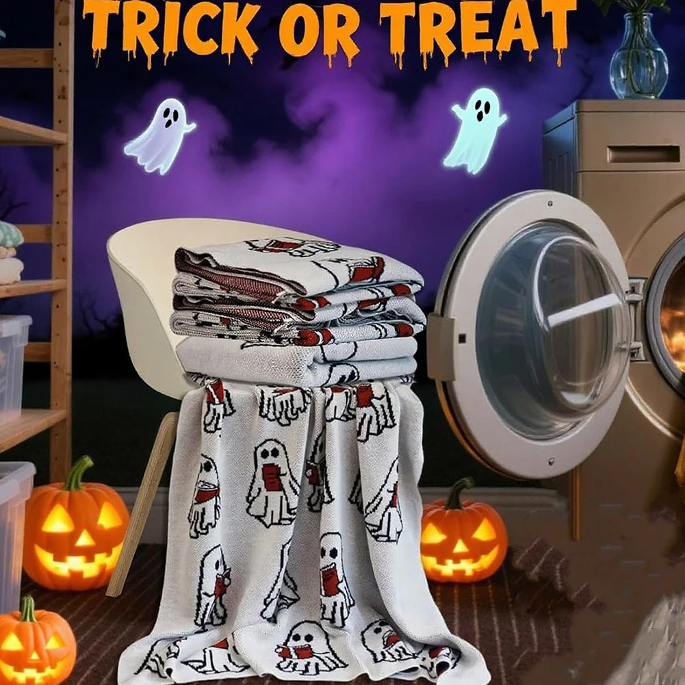 Halloween Throw Blankets Ghost Reading Book Blanket Cute fluffy Blanket Home Soft Warm Bedspread Couch Sofa Mat Decoration
