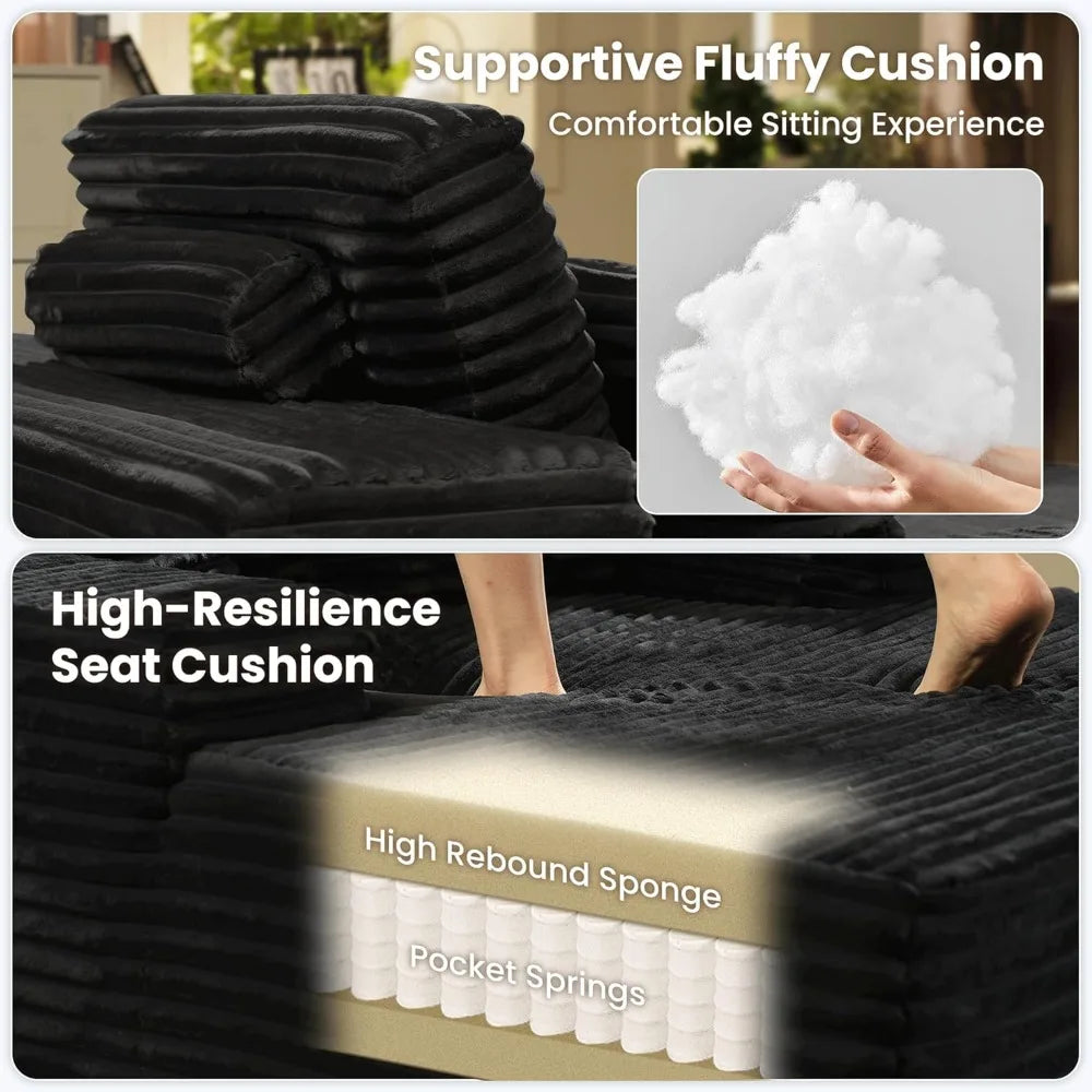 67'' Chaise Lounge Chair Indoor, Oversized Upholstered Sofa Bed, Sleeper Couch Reading Chairs Fluffy Plush Faux Fur Cloud Sofas