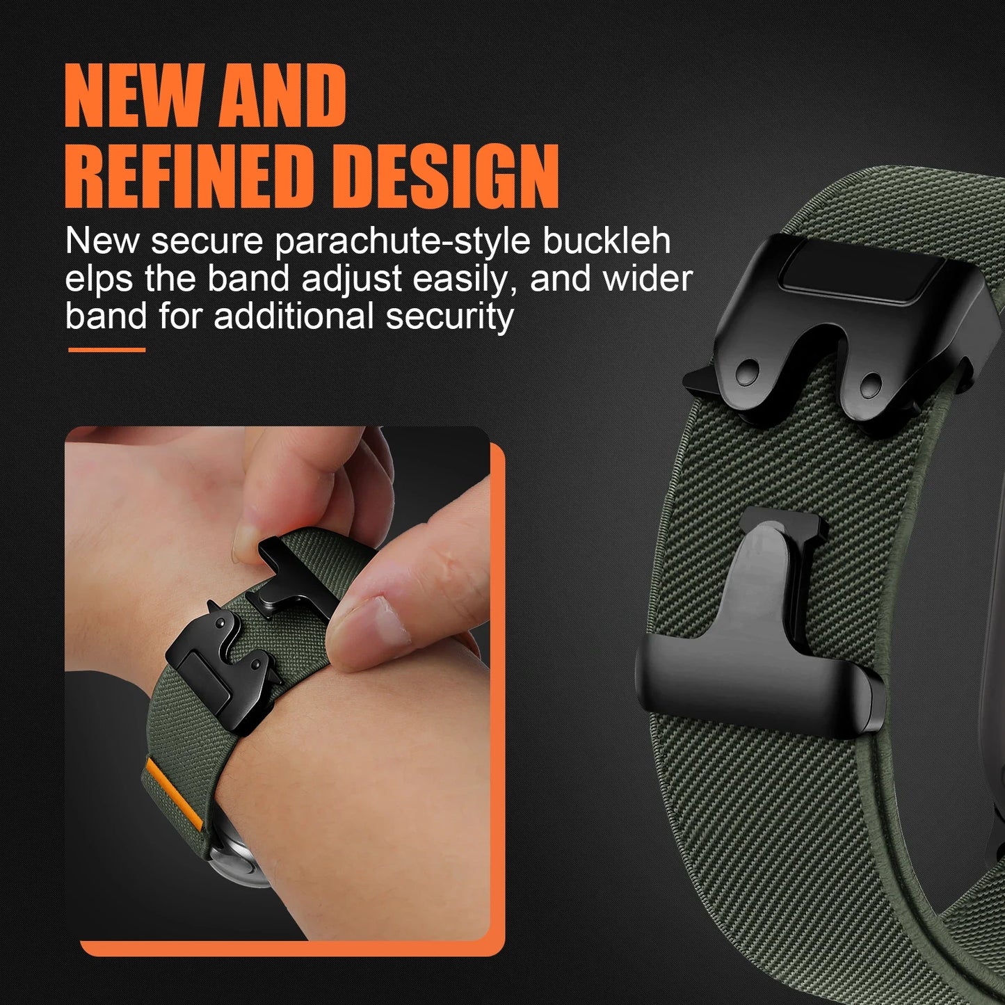 Parachute Nylon Apple Watch Band .Rugged Adjustable Strap Compatible with 40mm–49mm Models