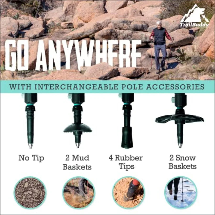 Premium Adjustable Hiking Poles . Lightweight Trekking Poles for Hiking, Backpacking & Trail Walking