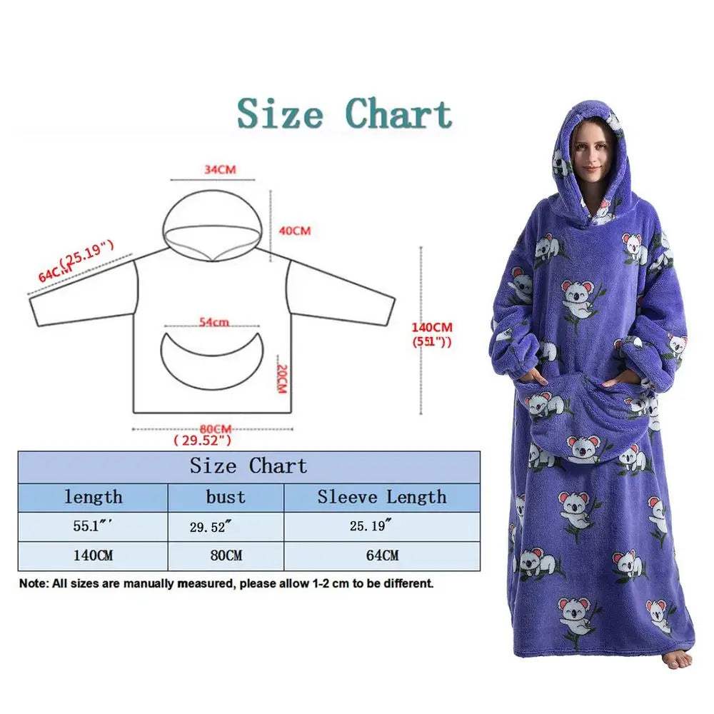 Oversized Wearable Hoodie Sherpa Blanket Unisex For Winter