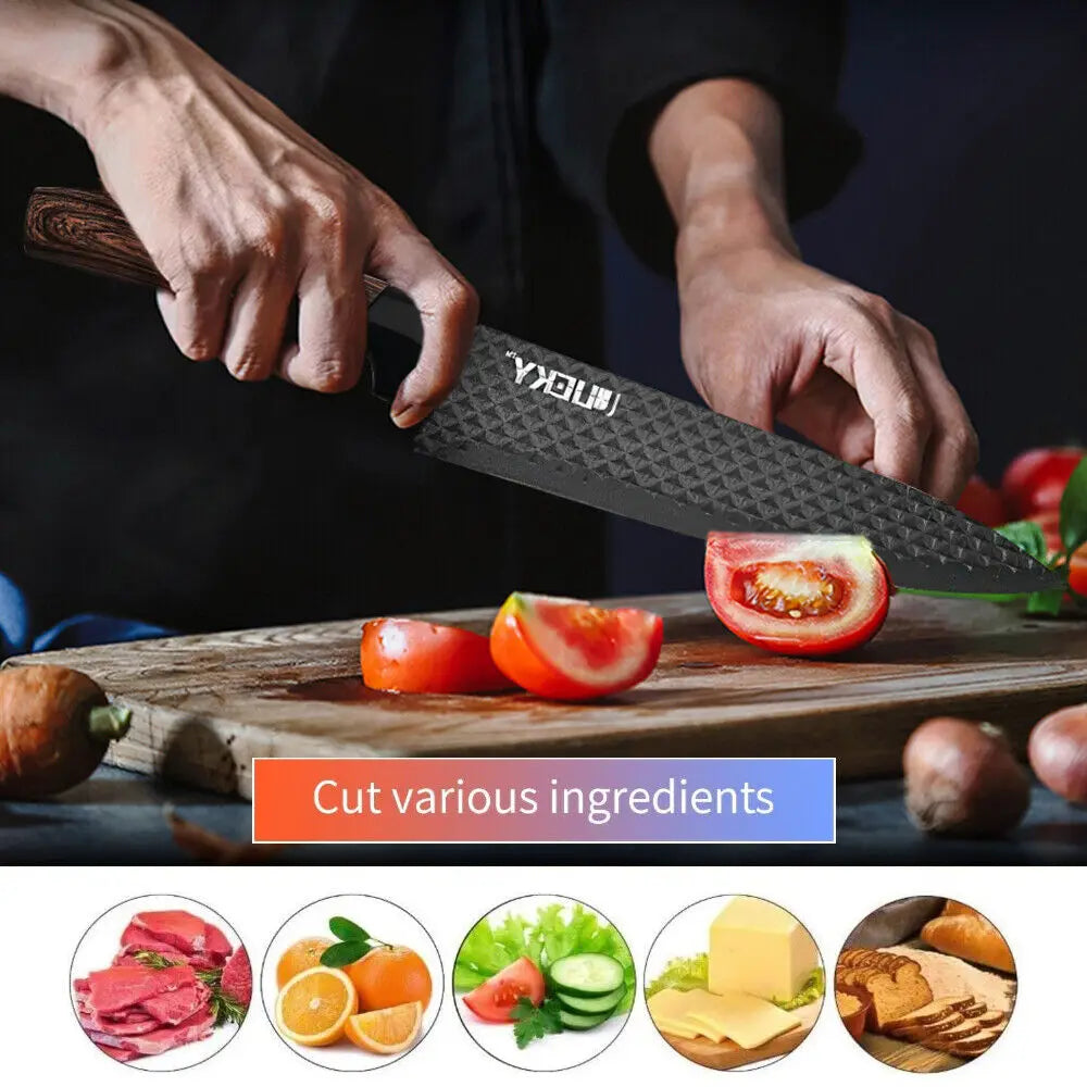 6pcs High Carbon Stainless Steel Knives Handmade Forged Cleaver Chef Butcher Kitchen Knife Wood Handle Chef Knife Cooking Tool