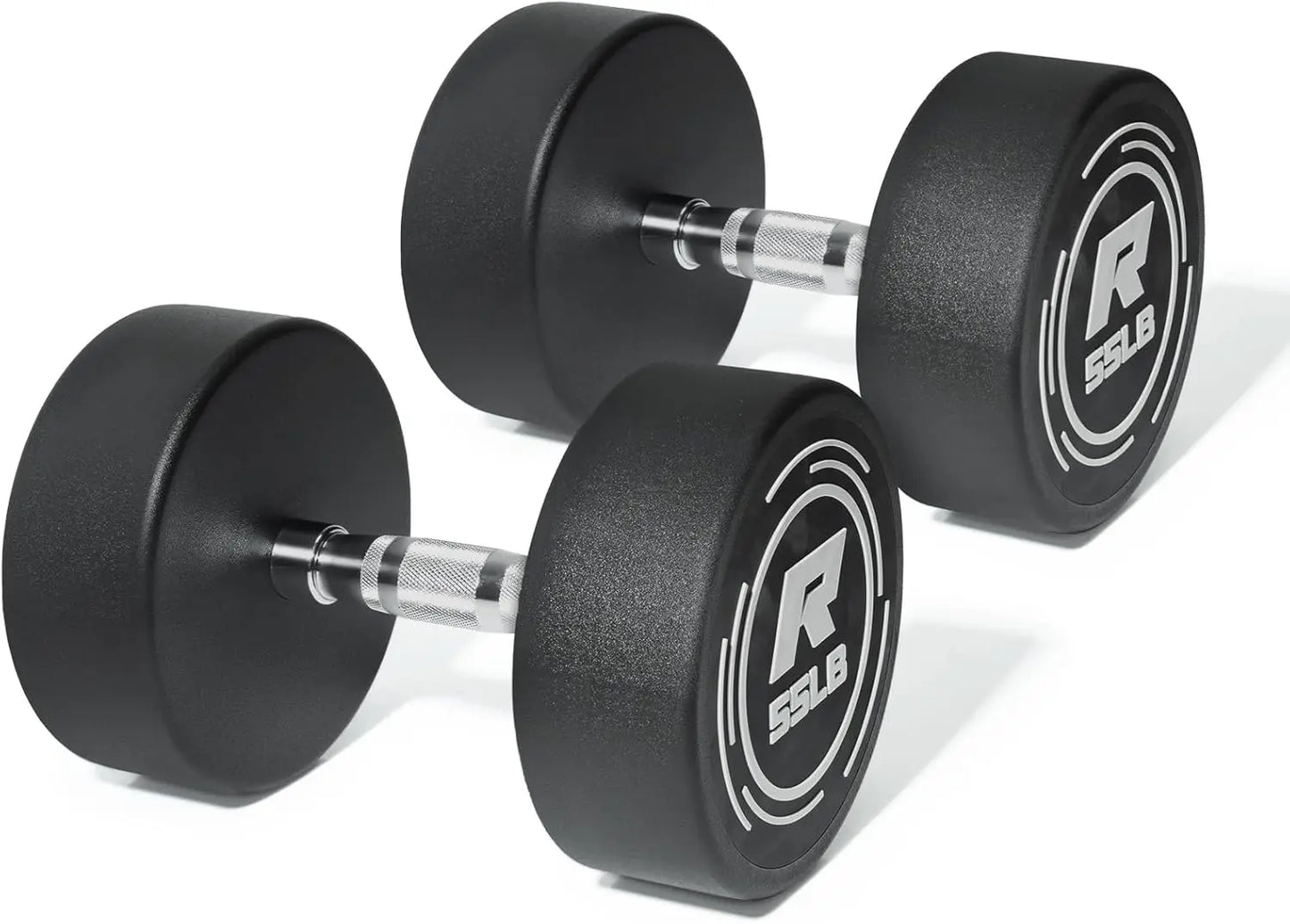 2x55 LBS PVC Encased Round Dumbbell sets with Knurled Handle and Optional Rack, Strength Training Equipment for Home Gym