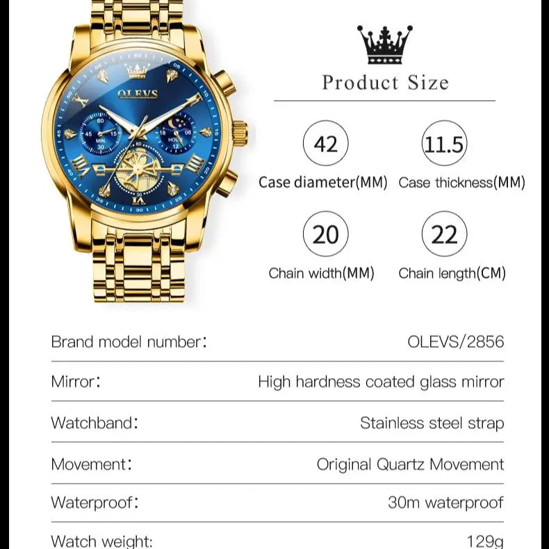 Men’s Classic Roman Numeral Watch. Elegant Metal Bracelet Design