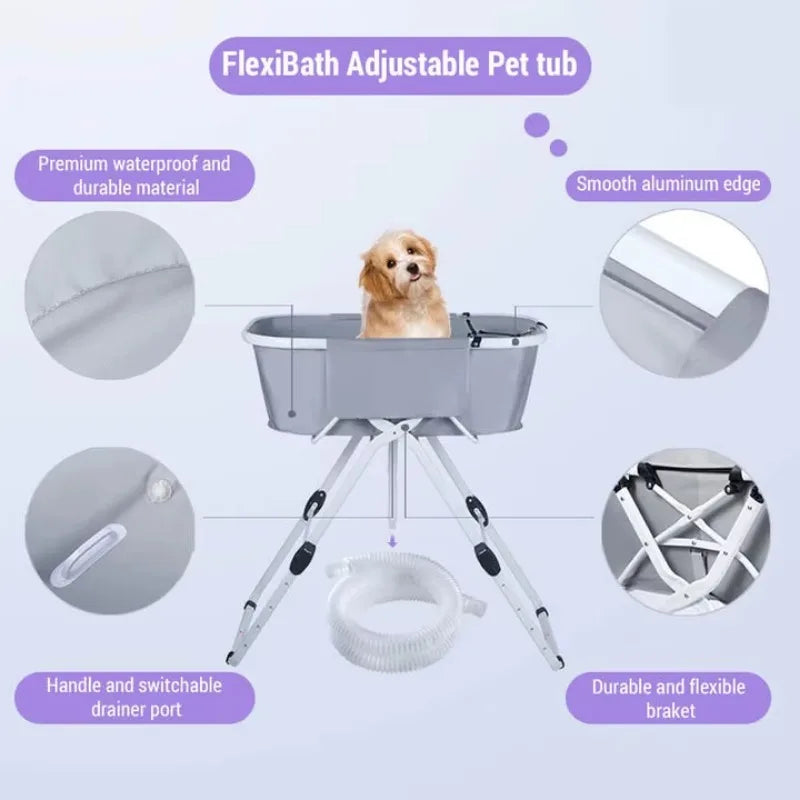 Elevated Foldable Dog Bath Tub Grooming Station