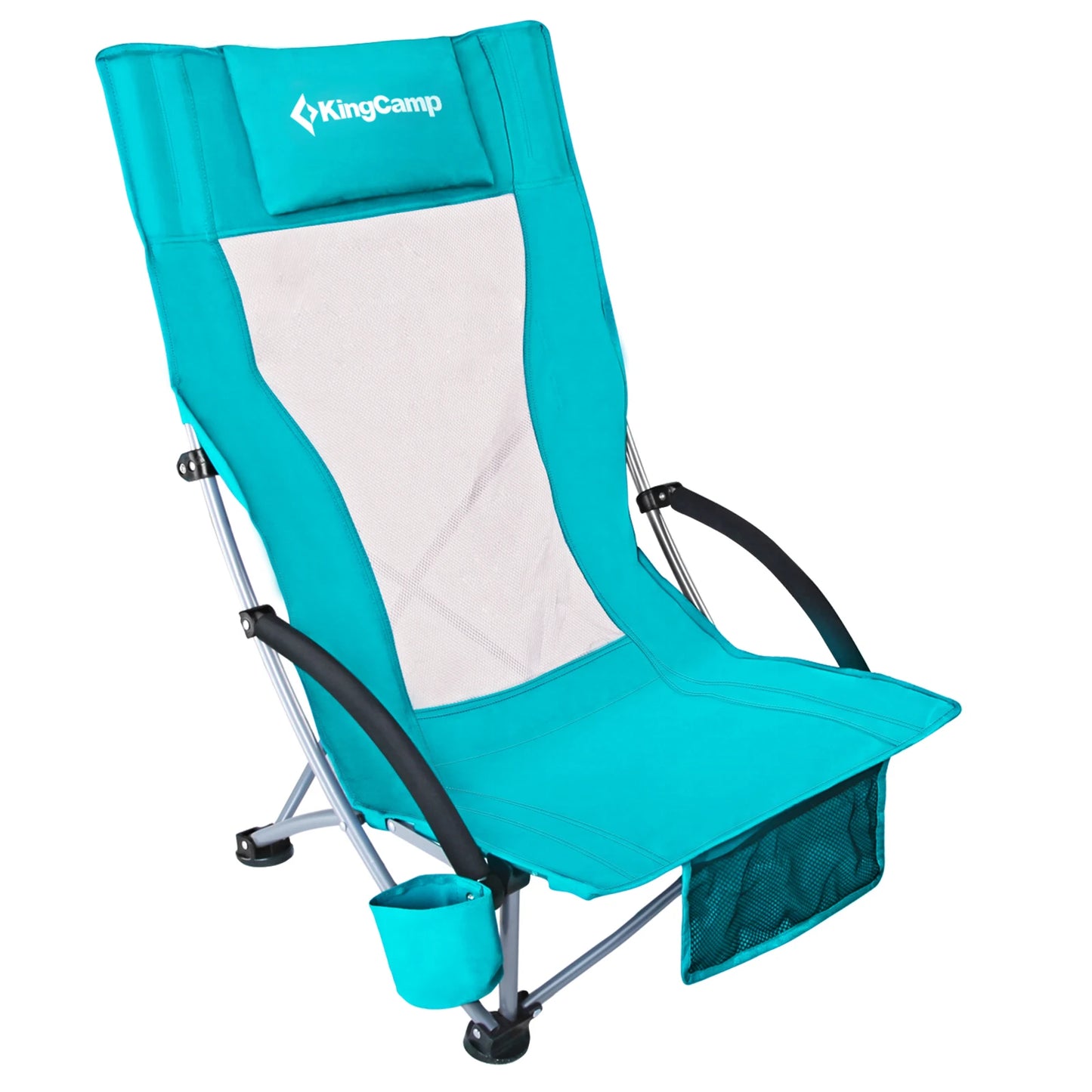 KingCamp High Back Beach Chair With Cup Holder Armrests