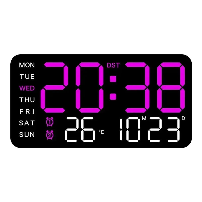 Extra Large LED Digital Wall Clock with Date.Temperature & Timer Display