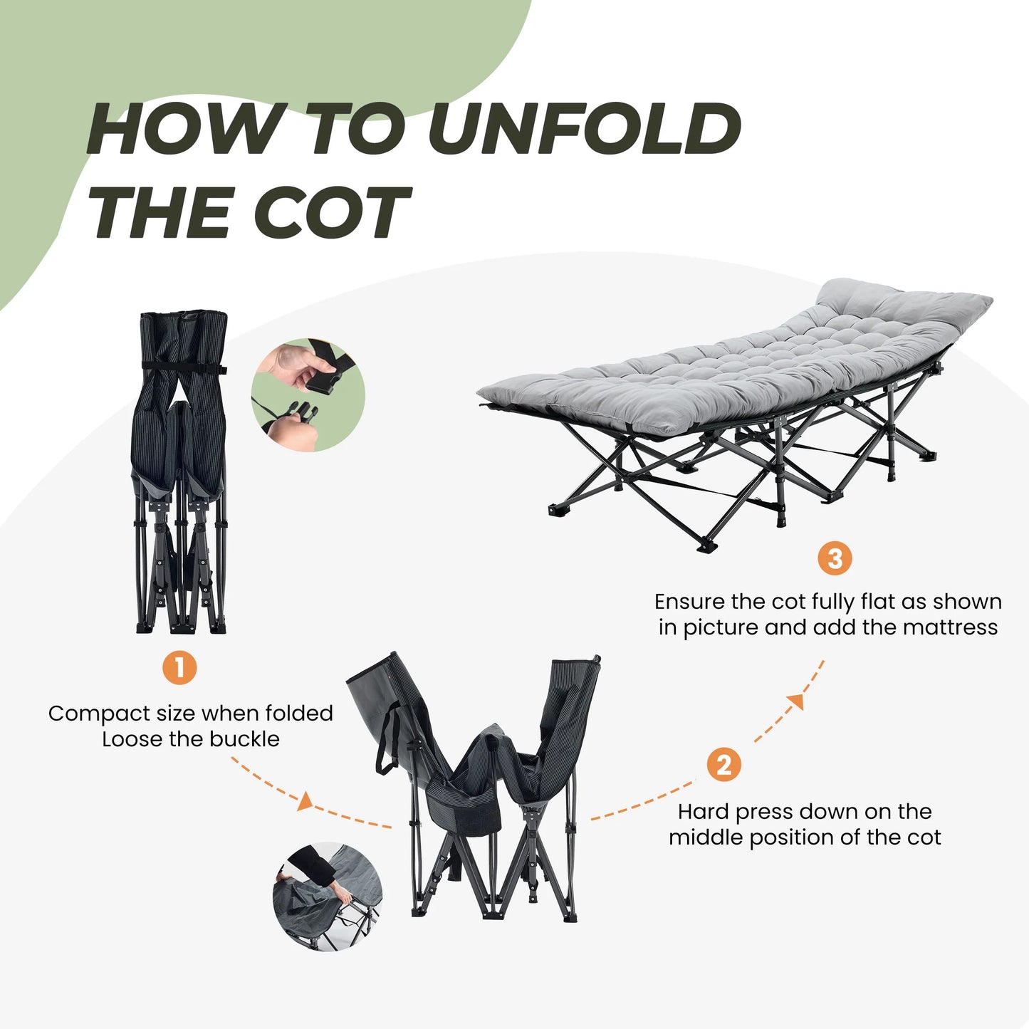 Portable Folding Camping Cot Bed.Heavy-Duty Outdoor Sleeping Cot for Camping, Travel & Relaxation
