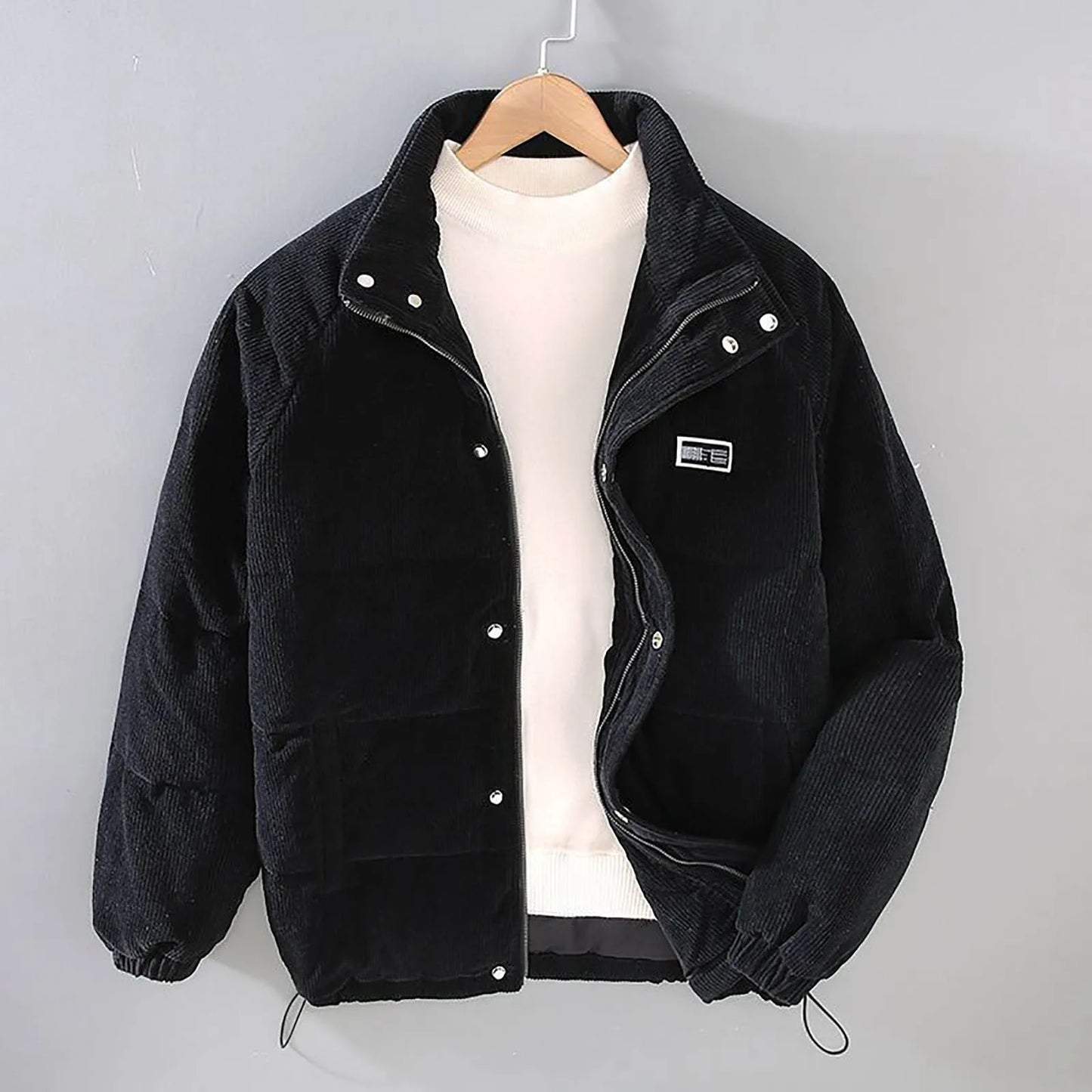 Men’s Winter Corduroy Fleece Jacket .Warm Cotton Padded Casual Coat