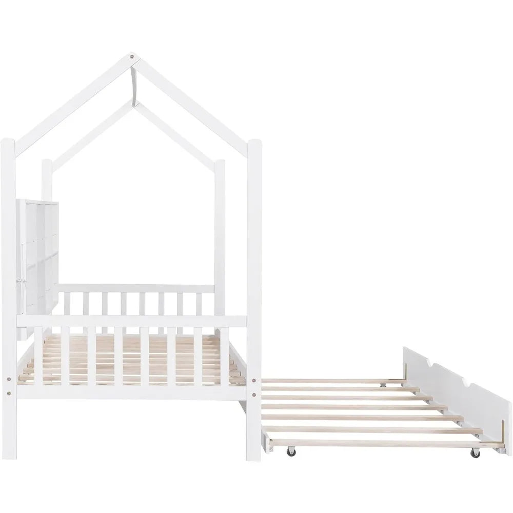 Harper And Bright Designs Twin Size House Bed With Trundle